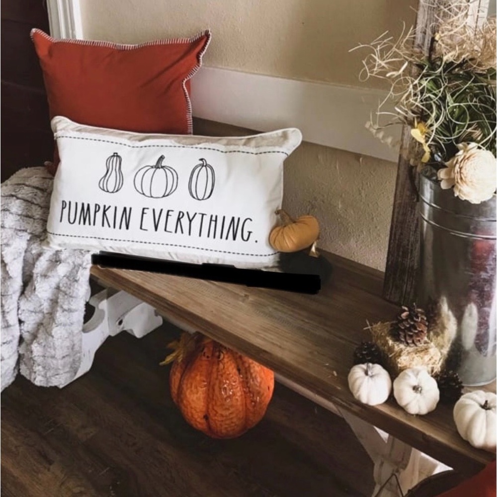 Rae Dunn fall decor pumpkin everything pillow